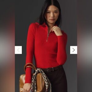 Maeve Half-Zip Red Sweater